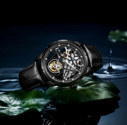 AESOP Flying Tourbillon Skeleton Mechanical Watch – Sapphire Mirror, Men's Luxury Timepiece