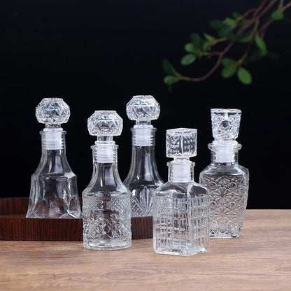 Mini Whiskey Decanter Bottle – 100/150ml Crystal Glass with 3D Carved Cap