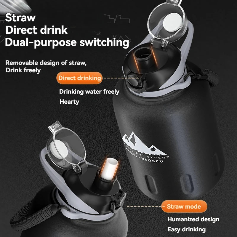 2.0L Stainless Steel Thermos Water Bottle – Vacuum Flask for Hot & Cold Gym & Travel