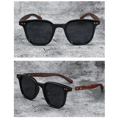 Retro Wood Grain Sunglasses – UV400 Square Frame for Men & Women