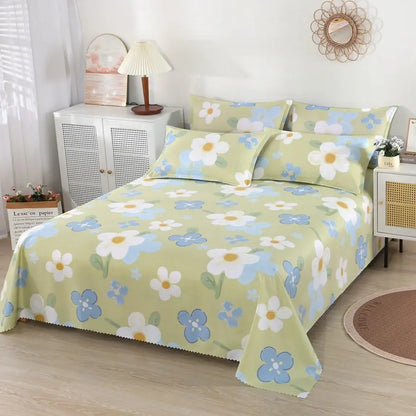 Floral Modern Princess Cotton Bed Sheet – Skin-Friendly Breathable Bedding for King & Queen Size