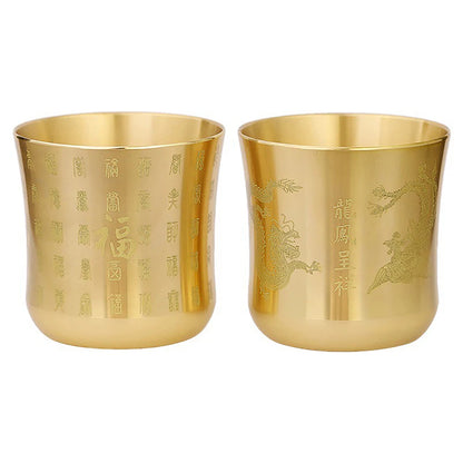 Brass Antique Tea Cup – Chinese Vintage Teacup for Home Office Bar Decor