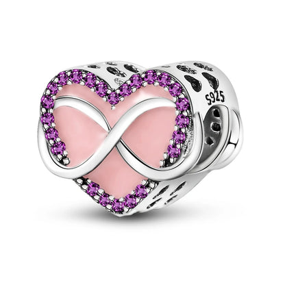 925 Sterling Silver Tree of Life & Peach Heart Charm Bead – Sweet Love DIY Jewelry