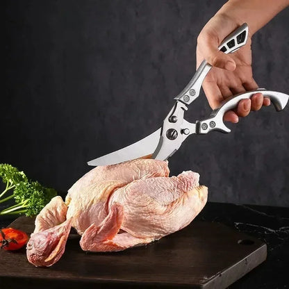 Laser Damascus Kitchen Knife Set – Cleaver, Santoku, Bread, Boning & Kitchen Scissors