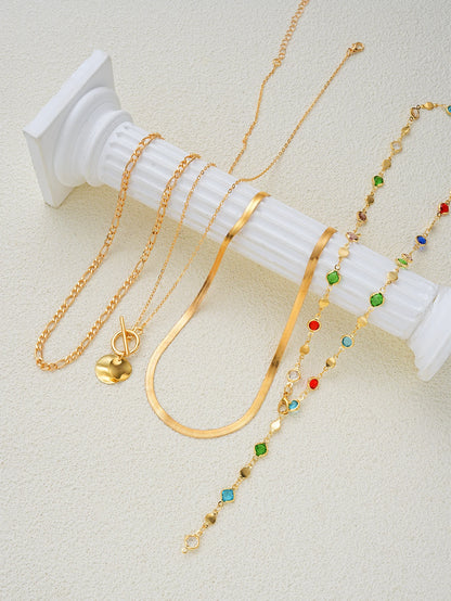 Vintage Gemstone Layered Necklace Set (3/4-Piece)