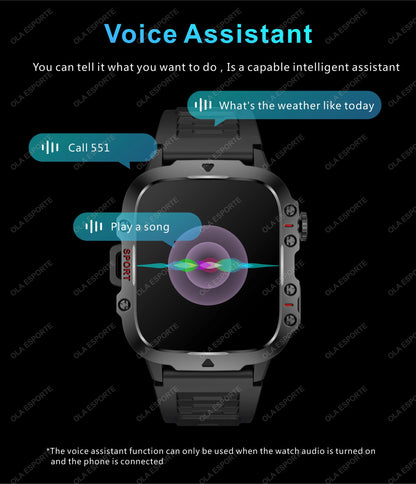 Military Smartwatch for Men – IP68 5ATM Waterproof, Outdoor Fitness Tracker, Health Monitor, Bluetooth