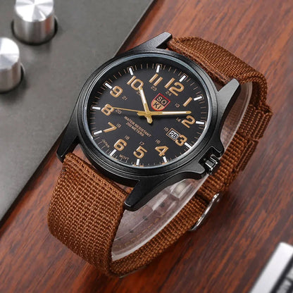 2024 New Fashionable Casual Men Watch Fashion Men's Military Watch Woven Nylon Belt Calendar Quartz Watch Часы Мужски - BeeTrendyShop.COM