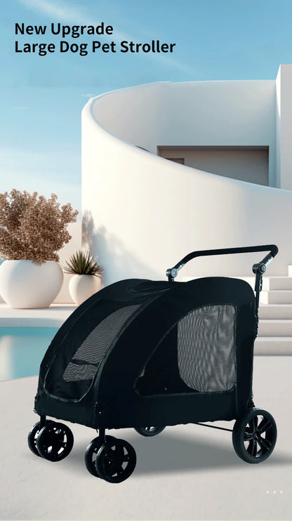 Medium and Large Dog Outing Stroller Pet Stroller Golden Hair Giant Dog Foldable Dog Assistance Car - BeeTrendyShop.COM