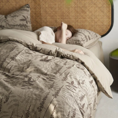 Antique Retro Cotton Bedding Four-Piece Set – Soft Naked-Sleeping Feel Quilt Cover & Bed Sheet