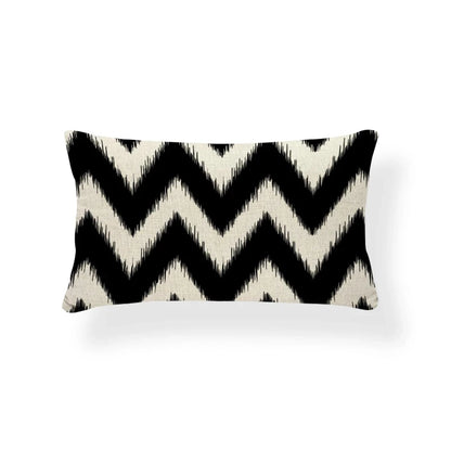 Nordic Geometric Zigzag Rectangle Cushion Cover – Cotton Linen Throw Pillow Cover 30x50CM