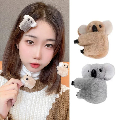 3D Plush Koala Hair Claw Clip – Cute Animal Barrette for Women & Girls