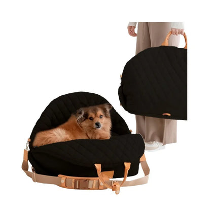 Luxury Pet Carrier Handbag & Car Seat Booster – 3-in-1 Washable Travel Bag for Small Dogs & Cats