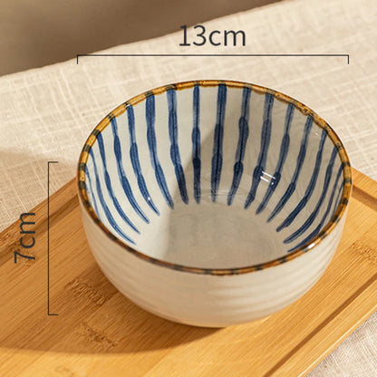 Japanese Style Round Ceramic Bowl – Household Tableware for Rice, Milk, Oats & Breakfast