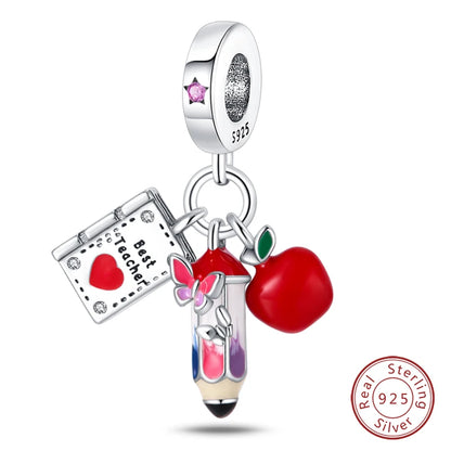 925 Sterling Silver Red Wine, Chili & Dumbbell Charm Bead – Fun DIY Jewelry