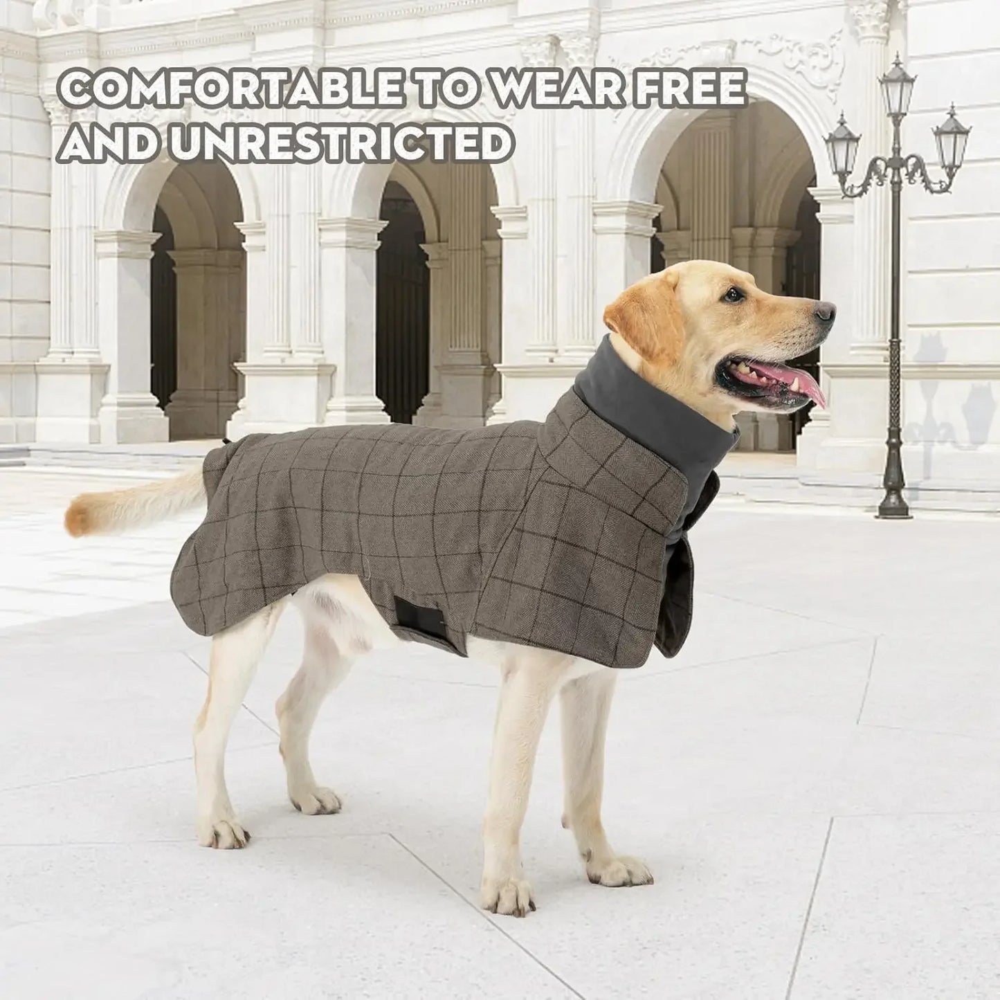 English Plaid Dog Vest - Fleece Lined Windbreaker with Traction Eyelets