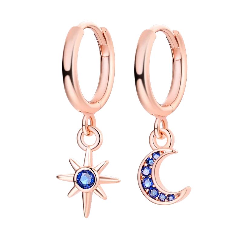 Sparkling Hoop Earrings 925 Sterling Silver Moon Pearl Heart Crystal Luxury Romantic Earing Fit Woman Wedding Party Jewelry Gift