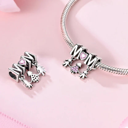 925 Sterling Silver Tree of Life & Peach Heart Charm Bead – Sweet Love DIY Jewelry