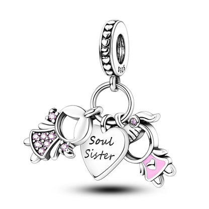 925 Sterling Silver Tree of Life & Peach Heart Charm Bead – Sweet Love DIY Jewelry