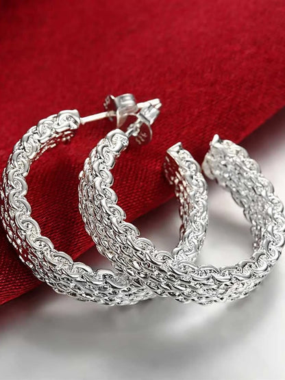 925 Sterling Silver Charm Stud Earrings – Trendy All-Match Party Jewelry for Women