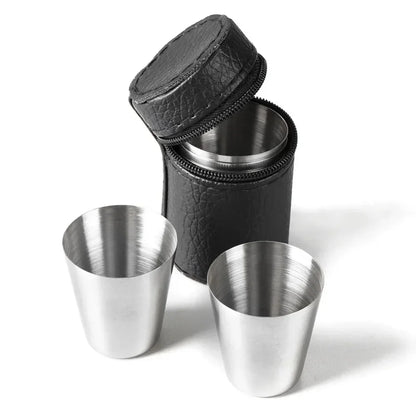 4Pcs Stainless Steel Travel Cup Set – Mini Outdoor Whiskey Glass Personalized Gift