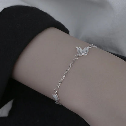 VENTFILLE 925 Silver Diamond Butterfly Bracelet – Adjustable Flower Jewelry for Women