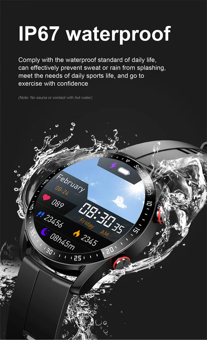 ECG+PPG Smartwatch – Laser Health Monitor, Blood Pressure, Bluetooth Call, Waterproof with Box