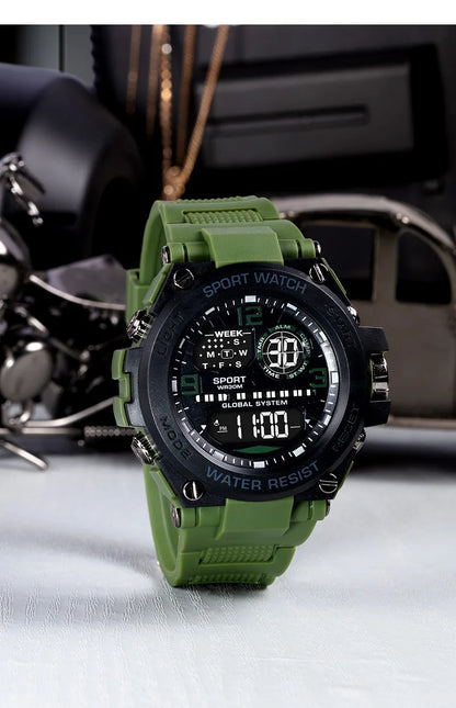 Top Luxury Electronic Watch for Man Outdoor Sport Watch Stopwatch Waterproof Calendar Digital Clock 24355 - BeeTrendyShop.COM