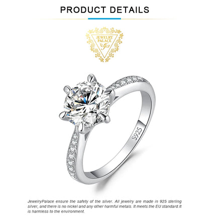 925 Sterling Silver Moissanite Engagement Ring – D Color 1-3ct for Women