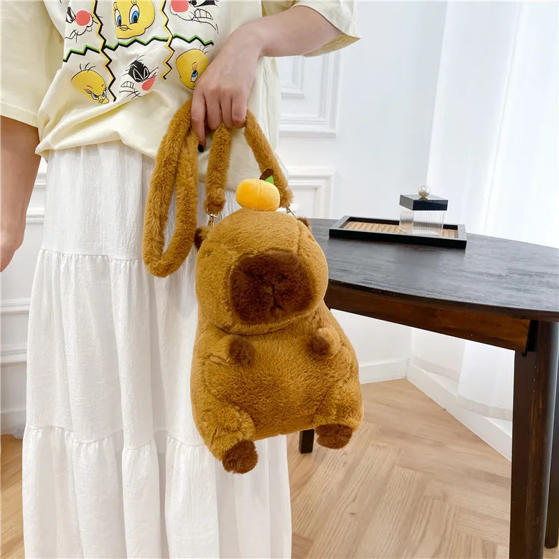 Cute Soft Plush Capybara Backpack Girl Fashionable Crossbody Bag for Women Kawaii Shoulder Bag for Children Gifts for Girlfriend - BeeTrendyShop.COM