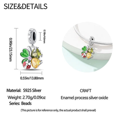 925 Sterling Silver Colorful Butterfly & Insect Zircon Charm Bead – DIY Jewelry