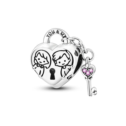925 Sterling Silver Tree of Life & Peach Heart Charm Bead – Sweet Love DIY Jewelry