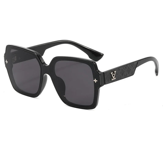 ‌Viral Sunglasses - Korean Fashion Leather Frame, Large Square Lenses with Anti-Reflective Coating, UV Protection & Lightweight