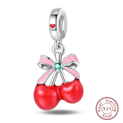 925 Sterling Silver Red Wine, Chili & Dumbbell Charm Bead – Fun DIY Jewelry