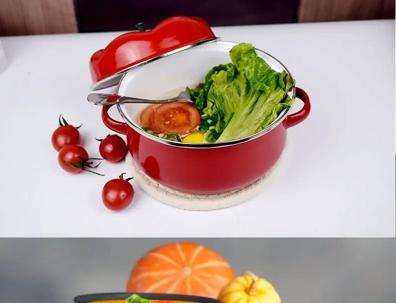 Durable Porcelain Tomato Pot with Heating Function for Soup and Stew, 18cm/20cm/22cm