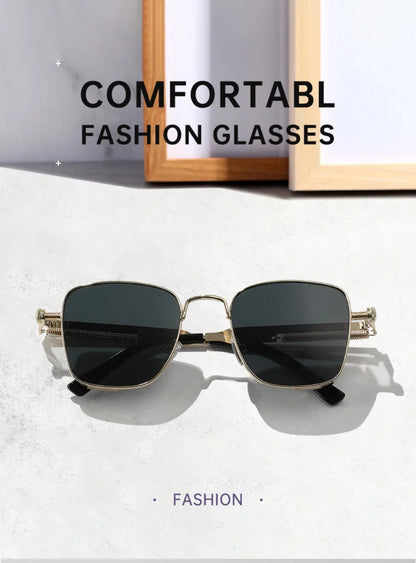 KUIMIM Steampunk Driving Sunglasses – Vintage Metal Frame UV400 Spring Hinge