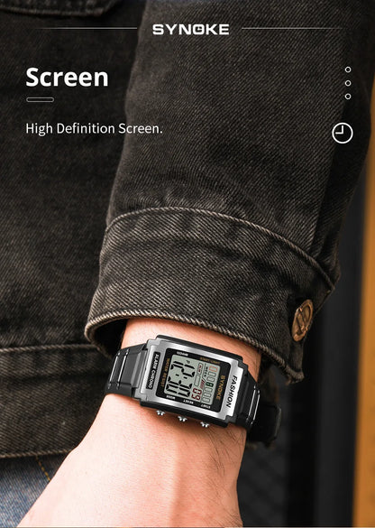 Digital Watches For Men Waterproof 31mm Ultra-thin Electronic Wristwatch Chronograph Sport SYNOKE Watch - BeeTrendyShop.COM