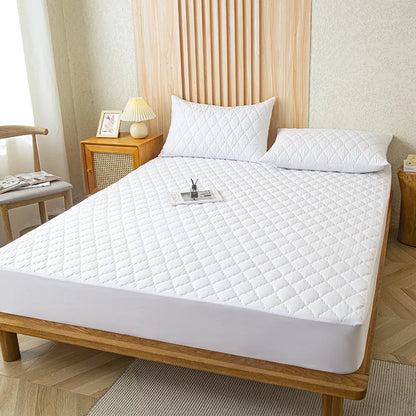 Waterproof Throw Mattress Cover Bed Fitted Sheet Mattress Protector Single/Double/140/160 Muti Size  Gray/White - BeeTrendyShop.COM