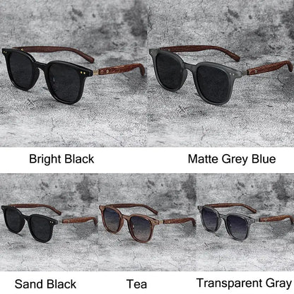 Retro Wood Grain Sunglasses – UV400 Square Frame for Men & Women