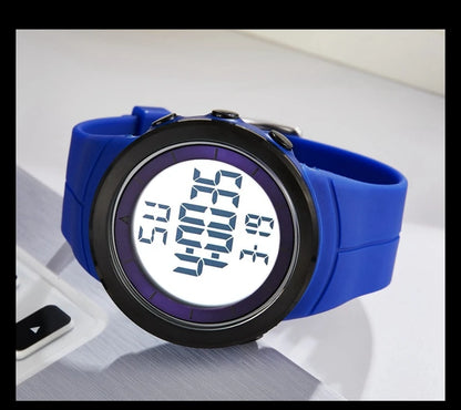 Men's Tactical Digital Watch – 50M Diving, Black LED Military, Alarm & Stopwatch