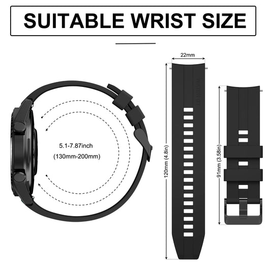 Silicone 22mm Watch Band For Huawei GT1 GT 2 46mm Strap Wristband For Polar Grit X / Vantage M Bracelet Watchband Replacement