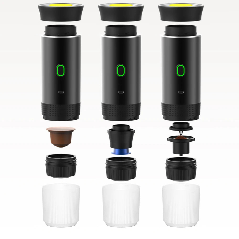 Wireless Electric Portable Espresso Coffee Machine for Car & Home Camping Coffee Maker 3-in-1 Capsule Powder Travel Coffee Maker