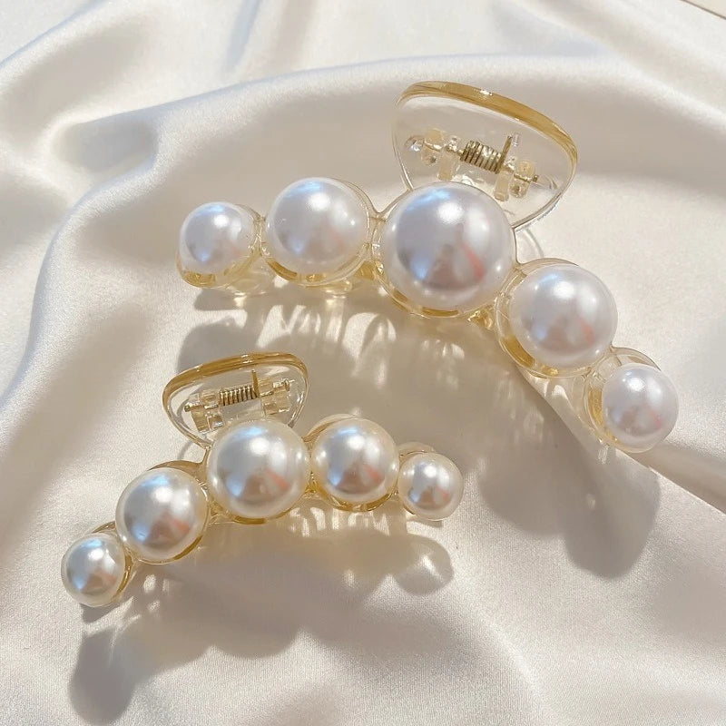 Korean Big Pearl Hair Claw Clip – Elegant Hairgrip Barrette for Women & Girls