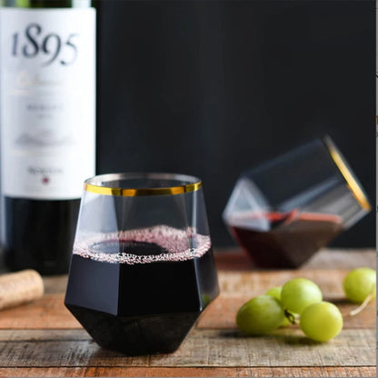 Diamond Clear Plastic Wine Glass – 360ml Party Cocktail Tumbler