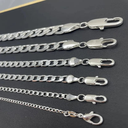 925 Sterling Silver Face Chain Necklace – 2mm to 12mm Widths, Unisex Fine Jewelry