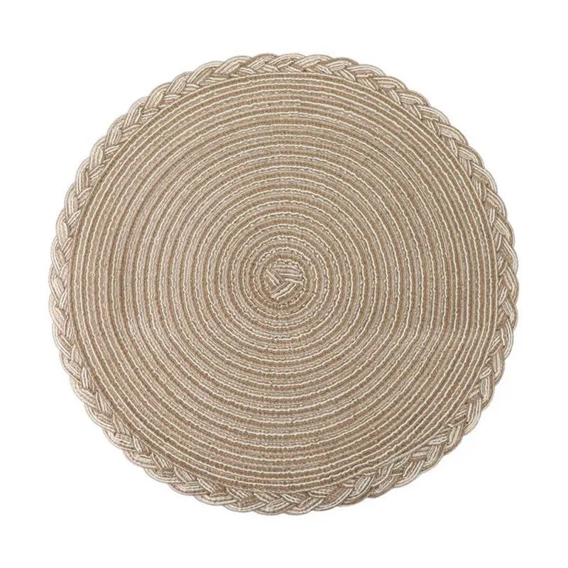Round Braided Placemats 38cm – Woven Washable Non-Slip Table Mats for Dining | Set of 4