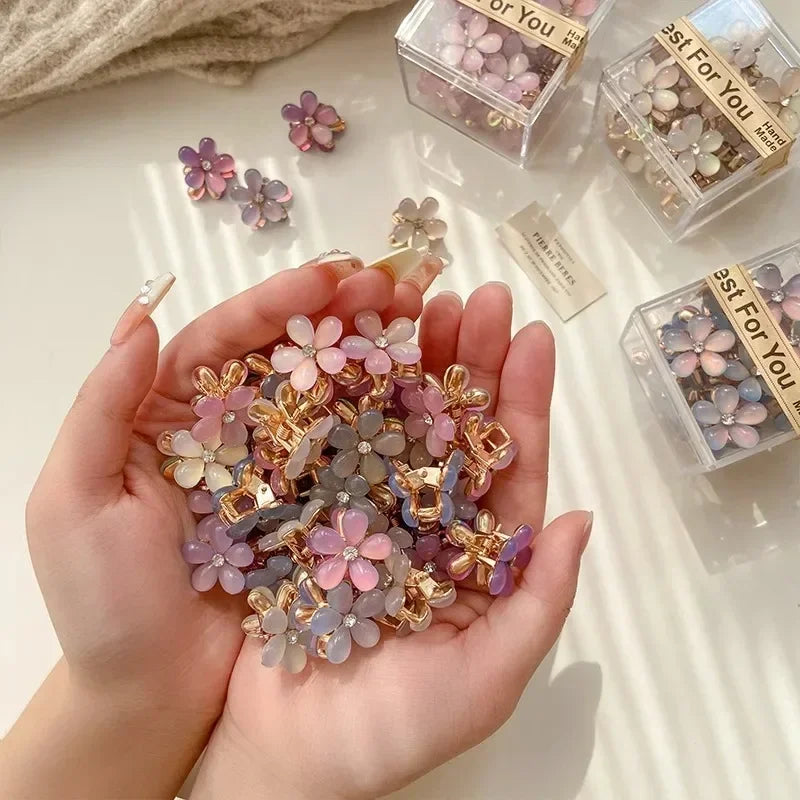 Mini Flower Hair Claw Clips – Colorful Opal Hairpins for Women & Girls (1/10Pcs)