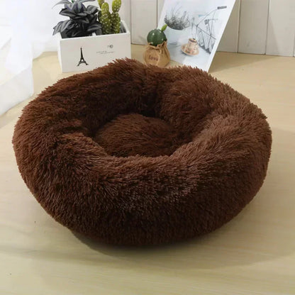 Self-Warming Round Pet Bed - Plush, Non-Slip Mat for Cats & Dogs - BeeTrendyShop.COM