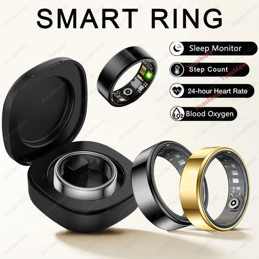 New Smart Ring Men Women, Heart Rate and Blood Oxygen Monitor Smart ring IP68 & 5ATM Waterproof, Multi-sport Mode Rings Man