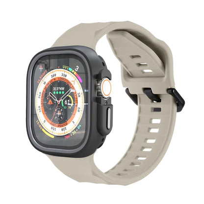 Smartwatch with a beige band on a white background