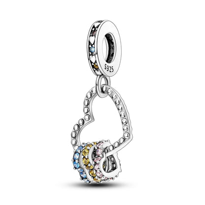 925 Sterling Silver Tree of Life & Peach Heart Charm Bead – Sweet Love DIY Jewelry
